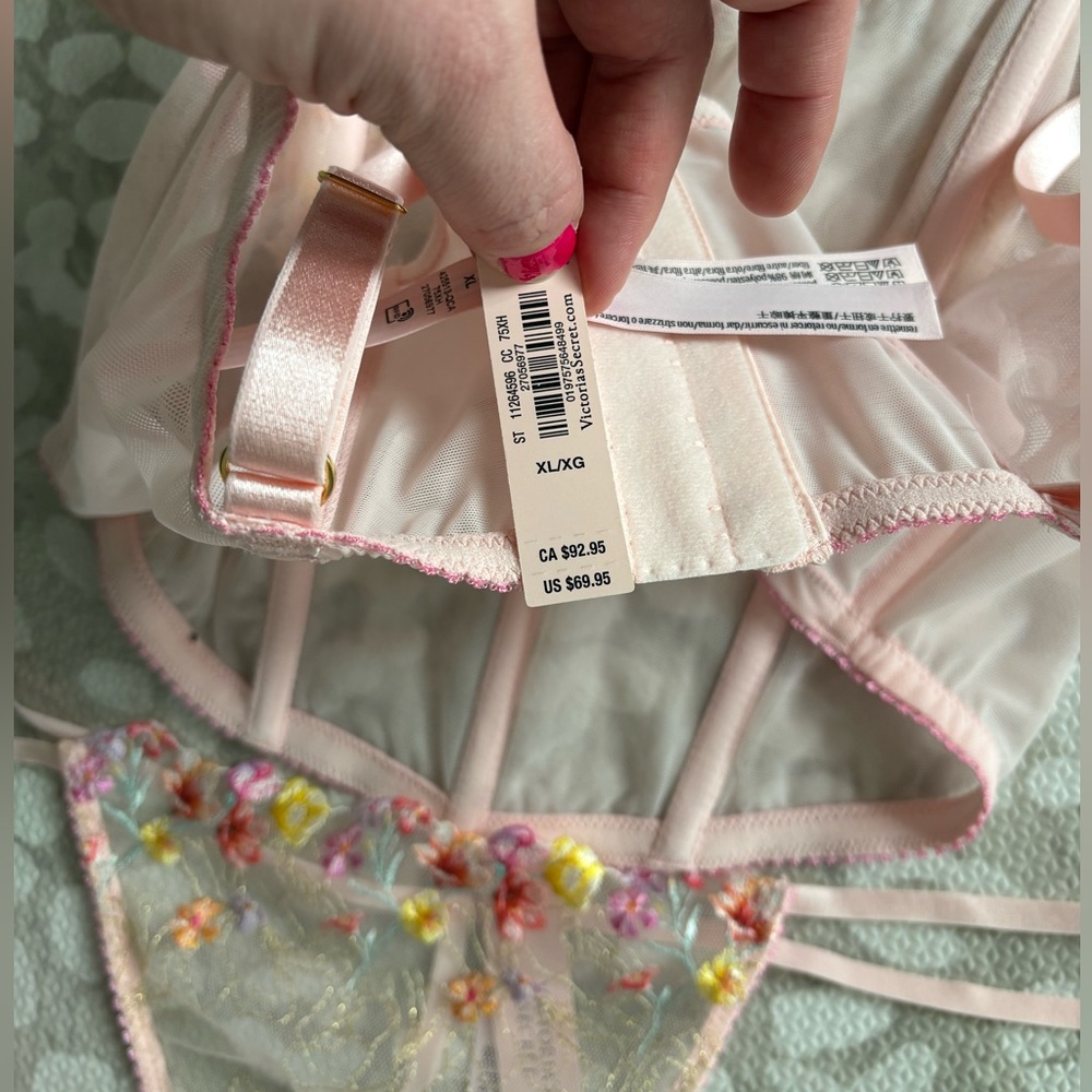 Victoria’s Secret Bloom Embroidery XL longline corset top and thong - Picture 6 of 6